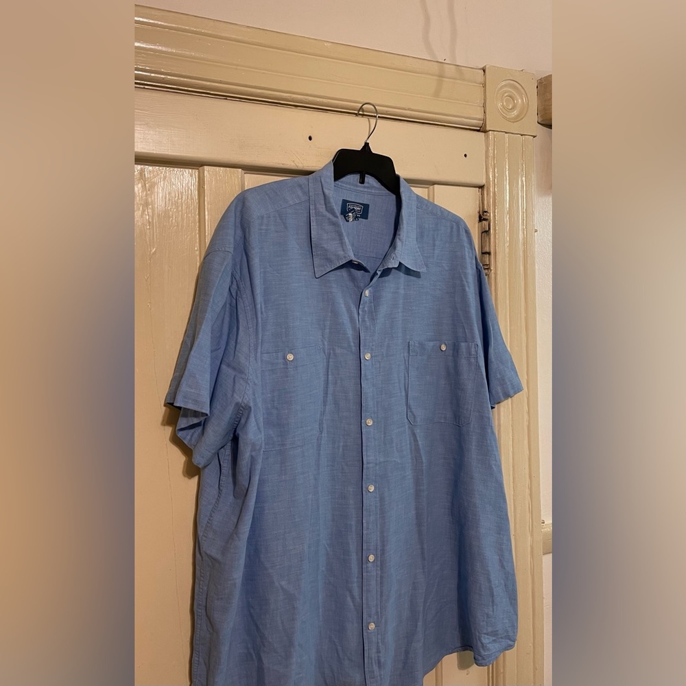 The Foundry Big & Tall Supply Co. Mens Chambray Short Sleeve Button Front Shirt - Picture 5 of 10